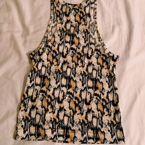Snake print stretchy Razorback tank top